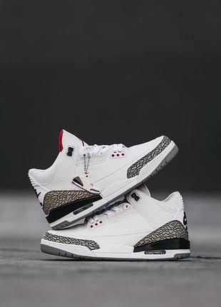 Мужские кроссовки nike air jordan retro 3 white cement 40-41-42-43-44-45