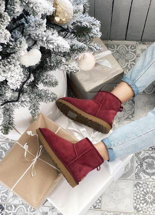 Шикарные женские бордовые сапожки ugg с мягким мехом (осень-зима-весна)😍4 фото