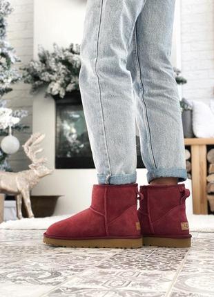 Шикарные женские бордовые сапожки ugg с мягким мехом (осень-зима-весна)😍7 фото