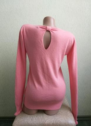 Розовый свитер с открытой спиной. пуловер коралловый. свитшот.2 фото