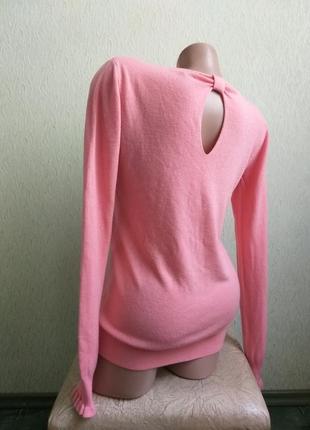 Розовый свитер с открытой спиной. пуловер коралловый. свитшот.4 фото