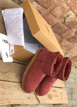 Красивые женские ugg в бордовом цвете с мягким теплым мехом (осень-зима-весна)😍5 фото