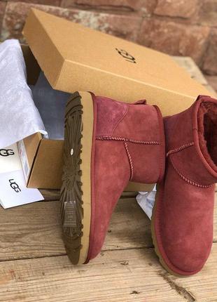 Красивые женские ugg в бордовом цвете с мягким теплым мехом (осень-зима-весна)😍6 фото