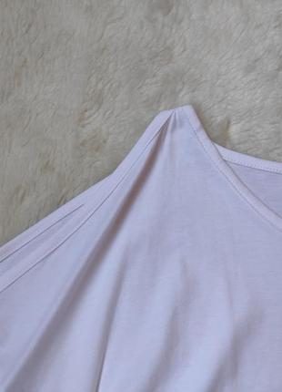 Белая футболка длинная туника хлопок с вырезами на плечах натуральная блуза батал большого размера8 фото