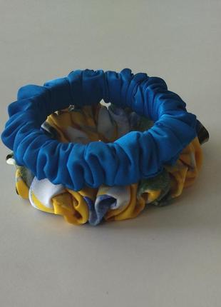 Шелковые резинки желто - голубые2 фото
