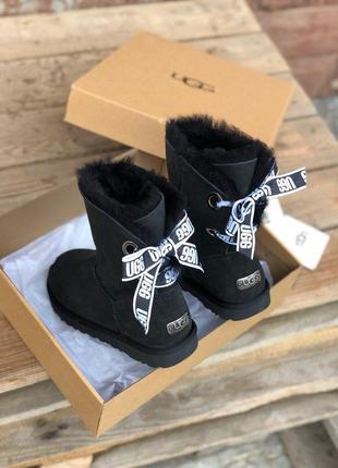 Стильні ugg в чорному кольорі зі стильним бантом (осінь-зима-весна)😍