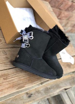 Стильні which ugg в чорному кольорі зі стильним бантом (осінь-зима-весна)😍8 фото