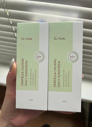 Солнцезащитный крем с экстрактом центеллы
iunik centella calming daily sunscreen spf50+