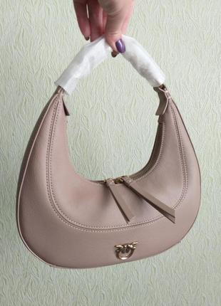 Pinko оригинал. кожаная сумка. сумочка натуральная кожа наппа. пудровая, капучино, мокко.2 фото