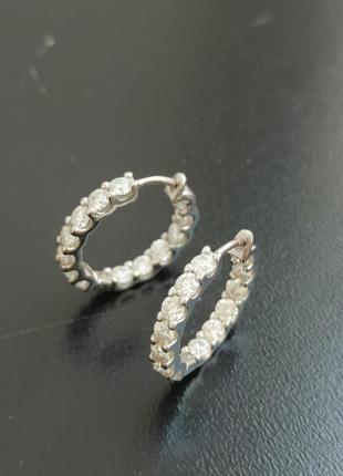 Серьги кольцо с муассанитами бриллиантами конго5 фото