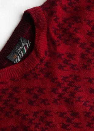 Красный шерстяной свитер stefanel гусиная лапка3 фото