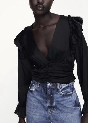 Блуза zara черная3 фото