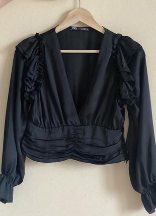 Блуза zara черная5 фото