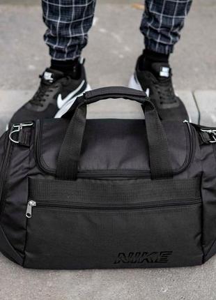Чоловіча дорожня спортивна сумка nk black чорна тканинна для тренувань1 фото