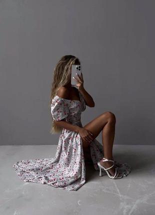 🟠 длинное летнее платье с принтом из натуральной ткани7 фото
