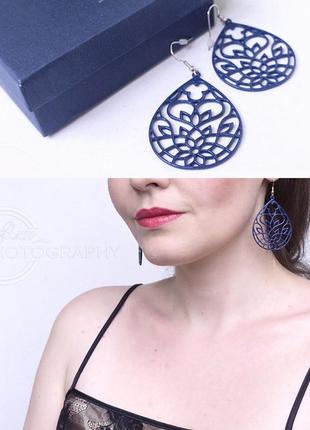 Каплевидные ажурные серьги 6