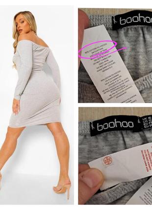 100% натуральное котоновое трикотажное платье миди трикотаж boohoo