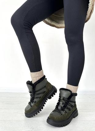 Черные и хаки зимние ботинки7 фото