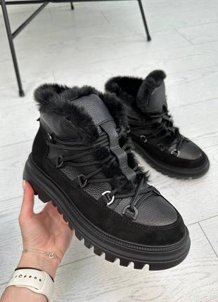Черные и хаки зимние ботинки1 фото