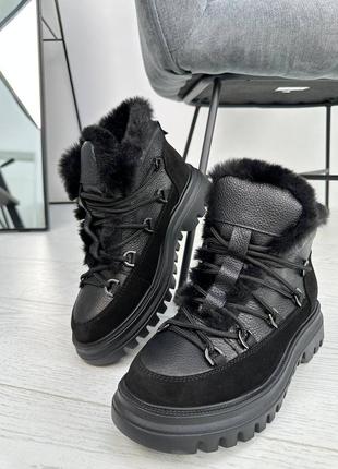 Черные и хаки зимние ботинки5 фото