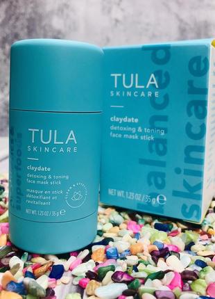 ✔️оригінал детоксикуюча та тонізуюча маска для обличчя tula skincare claydate detoxing & toning face mask stick1 фото