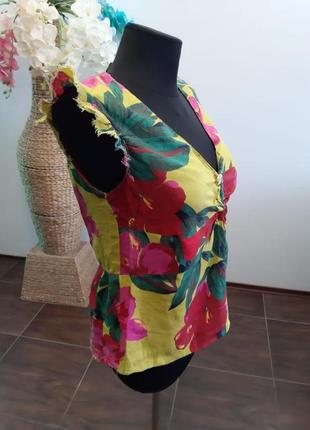 Лляна блуза в квітковий принт zara4 фото