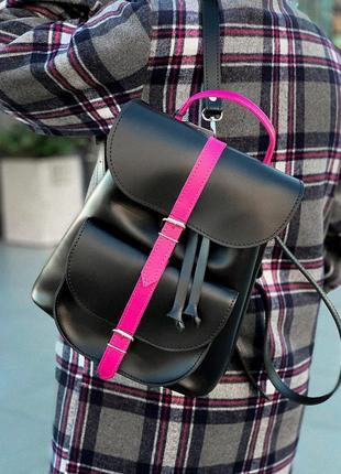 Рюкзак женский натуральная кожа черный 1624