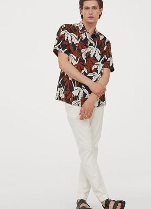 Рубашка из лиоцелла классического кроя с короткими рукавами3 фото