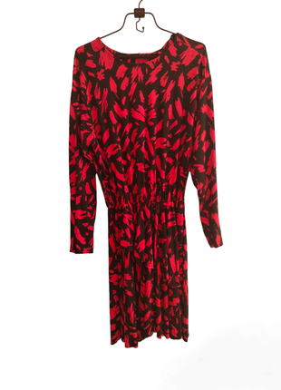 Платье трикотажное красное с черным3 фото