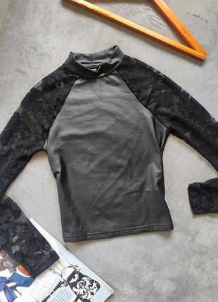 Крутий чорний кропнутий джемпер реглан лонгслив блуза блузка кроп топ ажур сетка shein