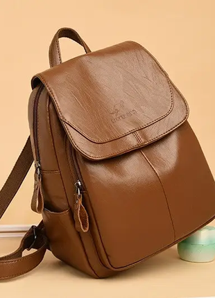 Женский кожаный черный коричневый бордовый рюкзак ранец женская сумка портфель с кенгуру2 фото