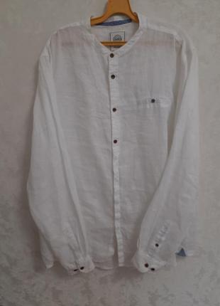 Стильная мужская льняная рубашка лен 100% воротник - стойкий большой размер stromberg8 фото