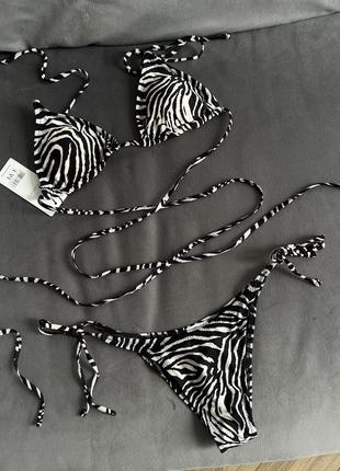 Раздельный купальник / купальники с принтом зебры, черно белый купальник6 фото