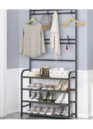 Напольная универсальная вешалка для одежды new simple floor clothes rack size 60x29.5x151 см чёрная