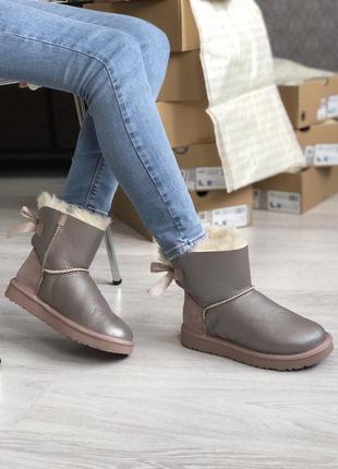 Шикарные женские ugg mini bailey bow с мягким и теплым мехом (осень-зима-весна)😍4 фото