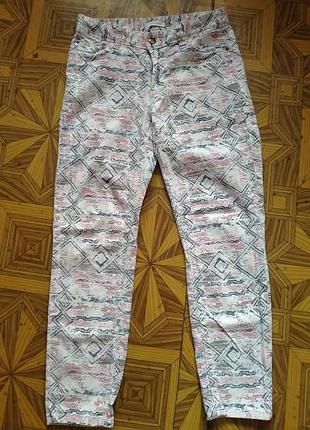 Штани стрейчеві з геометричним малюнком, 38 розмір, м