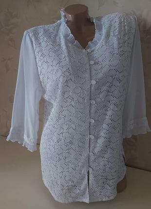 Шикарная,ажурная белая блуза размер 52-54