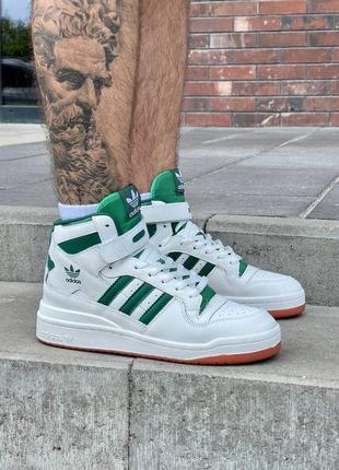 Мужские кроссовки adidas forum 84 hi ‘white green’#адидас