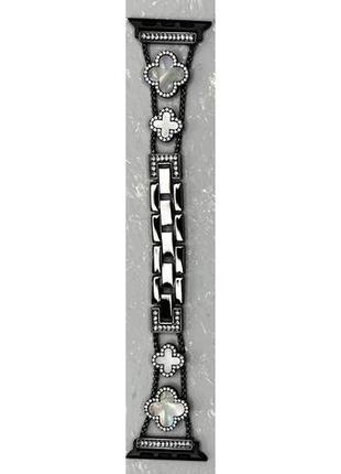 Ремінці  van cleef & arpels - для apple watch black ivory  •42/44/45/49mm