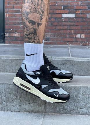 Мужские кроссовки nike air max 1 x patta black#найк