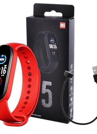 Фитнес браслет smart watch m5 band classic black смарт часы-трекер. цвет красный