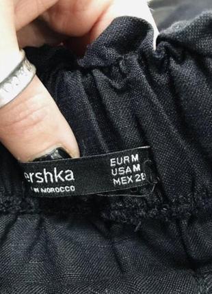 Bershka юбка лен черная натуральная с пуговицами6 фото