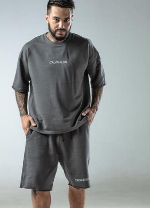 Оверсайз костюм футболка та шорти преміум якість в стилі calvin klein різні кольори батал великі розміри