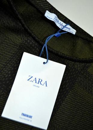 Теплое платье в клетку с длинным рукавом трапеция от zara4 фото