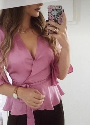 Блуза лиловая розовая зара zara малиновая1 фото