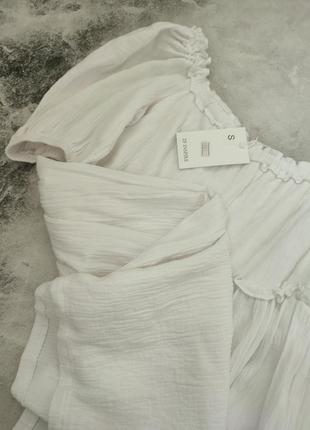 Белое платье из муслина (хлопка) свободного кроя9 фото