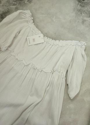 Белое платье из муслина (хлопка) свободного кроя10 фото