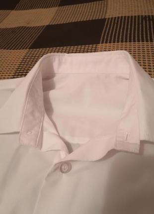 Белоснежная рубашка короткий рукав рубашка в школу роста 176-183