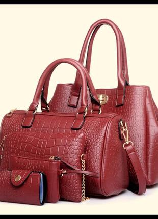Набор сумок под крокодил для деловых женщин, 5в1 в наличии