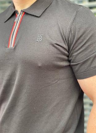 Чёрная футболка поло барбери burberry5 фото